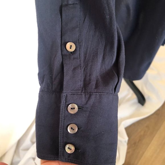 Soft Surroundings Long Line Button Down Assymetrical Flowy Tunic Shirt Dress M - Picture 7 of 16